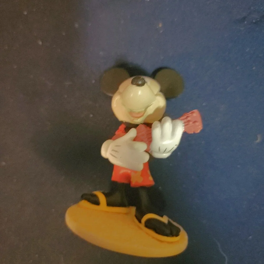 Disney Mickey Minnie Hawaiian Luau Cake Topper Lot Pluto‎ Metal Lunch Box Tin